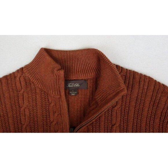 TASSO ELBA - MEN'S ORANGE 1/4 ZIP PULLOVER SWEATER - SIZE L - Picture 5 of 8